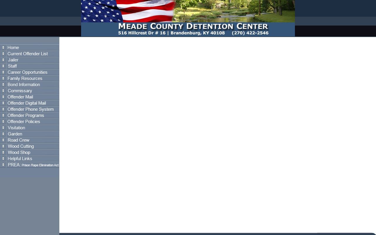 Meade County detention center inmate list source page