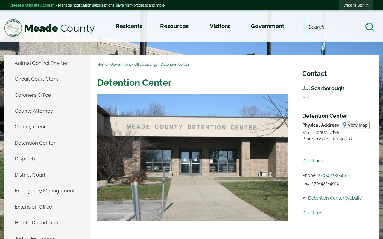 Official Meade County Detention Center webpage